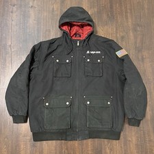 Snap On Tools Jacket 3XL Black Utility RA Canvas Workwear Red Quilt Lined Heavy