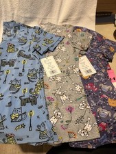 3 NWT animal print scrub tops in small