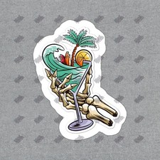 Unique Skeleton Hand Cocktail Vinyl Sticker Beach Vibes Decal Fun 263189