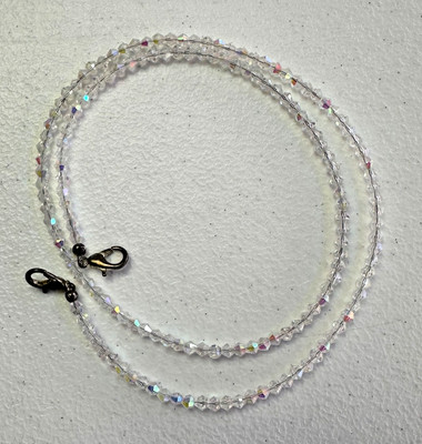 Clear AB Crystal 26'' Eyeglass Necklace Chain Beaded Reading Glasses Holder Sun