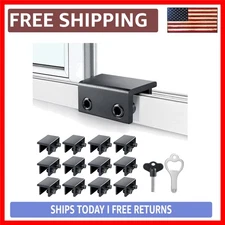 12 Pack Adjustable Security Window Locks with Key – Easy Install for Safe Sli...