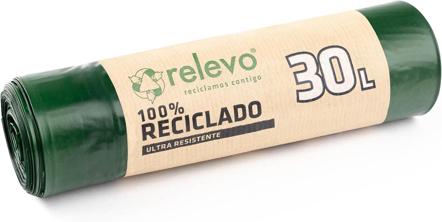 Relevo Green Drawstring Bin Bags - 30L (Width 55 cm x Height 60 cm), 15 Bags pe