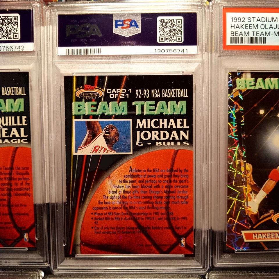 1992-93 Topps Stadium Club Beam Equipo SOLO MIEMBROS PSA Lote (9) Jordan, Shaq +7 🏀 Foto 4 de 4
