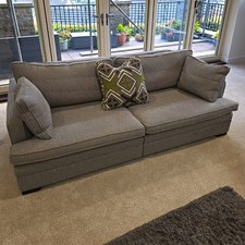 Collins & Hayes Grey 3 Seater Cloth Sofa with Cushions 220x110x75cm
