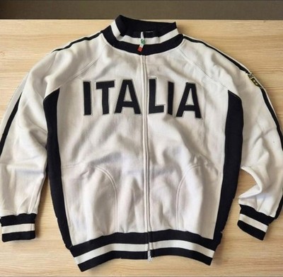 Polifemo Italien Trainingsjacke L Retro Track Jacket Italia Weiß Schwarz Vintage