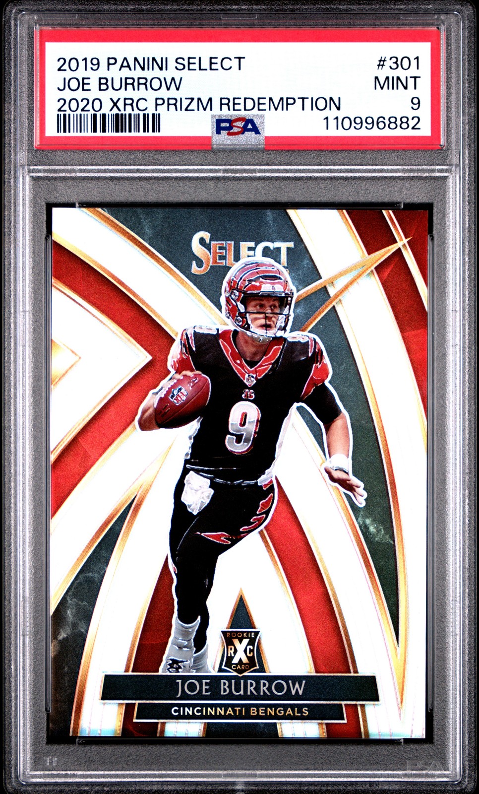 2019 PANINI SELECT 2020 XRC PRIZM REDEMPTION JOE BURROW #301 PSA 9