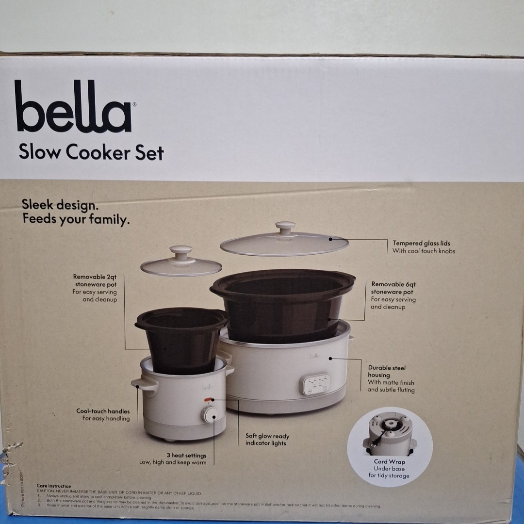 Bella Slow Cooker Set,  6-Quart  & 2-Quart Programmable - FREE SHIPPING 