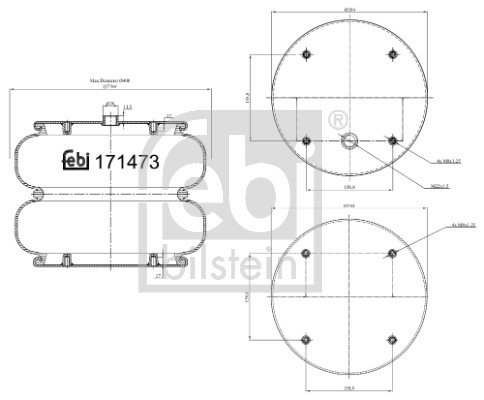 FEBI BILSTEIN BELLOW, AIR SUSPENSION NON-STEERED TRAILING AXLE DAF CF 75 CF 85 X