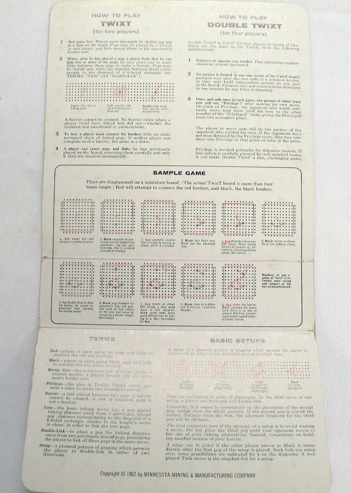 Vintage Twixt Board Game 3M Ingenious New Strategy Game for Two 1962 Complete - Image 4 of 4