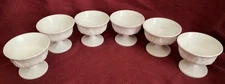 VINTAGE 6 WHITE MILK GLASS PEDESTAL DESSERT COMPOTE DISHES GRAPE LEAVES PATTERN