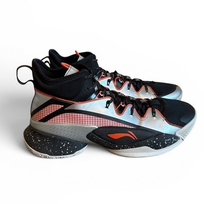Li-Ning Power VII Premium Basketball Shoes Mens 13 Black Silver Orange