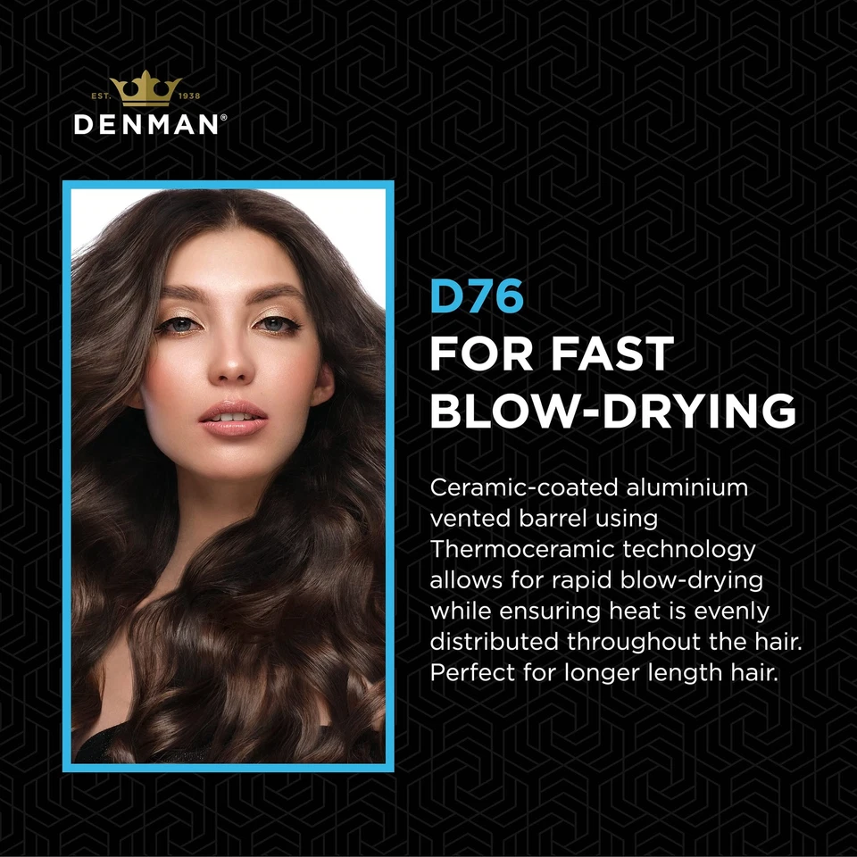 Cepillo de pelo redondo Denman grande termocerámico ventilado barril con cerdas de nailon Foto 3 de 4