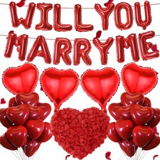 Will You Marry Me Deko - 542 Teile Rot Luftballons Herz Folienballon Set 