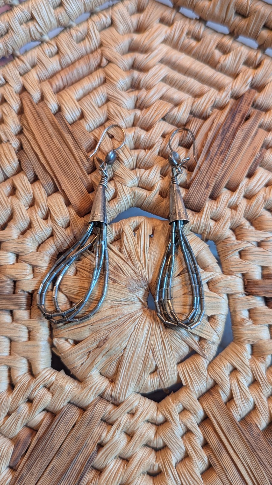 Native Sterling Liquid Silver Dangle Earrings - image 1