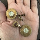VINTAGE LIMOGES FRANCE PORCELAIN PAINTED  CLIP EARRINGS MID CENTURY Marked — photo 3