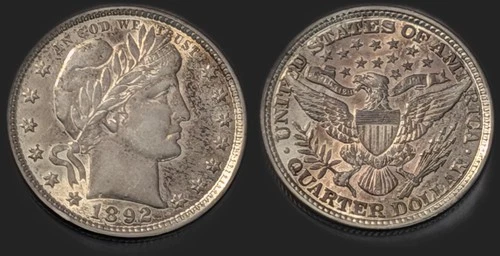 1892-P Barber Quarter - AU Details - Nice Eye Appeal - No Reserve! (#227348)