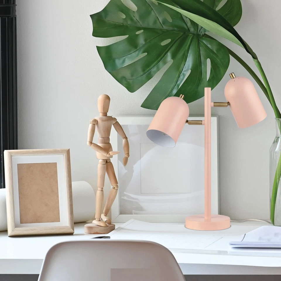 Lámpara de Escritorio Eléctrica 30290 19" 2 Luces, Rosa Mate, Acentos de Latón, 2.1A USB Por... Foto 3 de 4