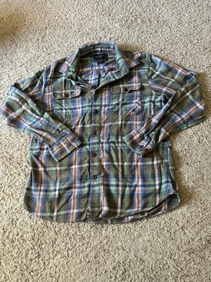 O'Neill Y2K Men's Plaid Multicolor Button-Front Point Collar Pocket Shirt L