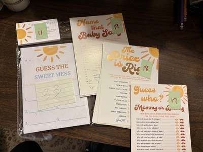 Sun Theme Baby Shower Games, Here Comes The Son White, Orange, Yellow/Mustard