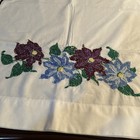 2 Vntg Embroidered Floral Pillowcases Handmade Cross Stitch Pattern 19.5x31.5 I — photo 2
