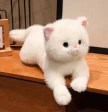 White Kitten Cat Plush Toy 10" Cute Stuffed Animal Doll Kids Birthday Gift