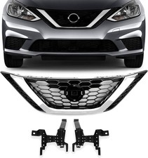 Front Bumper Grill Honeycomb Black W/Chrome 2016-2018 Nissan Sentra 62310-3YU0A