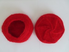 chapeau rouge vetement poupée moderne/ancienne tour tete 22 a 30 cm fait main