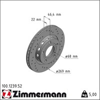 2X Zimmermann 100.1239.52 Bremsscheibe FüR Audi A8 4D2 4D8