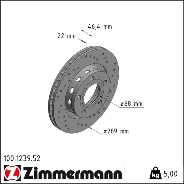 2X Zimmermann 100.1239.52 Bremsscheibe FüR Audi A8 4D2 4D8-image