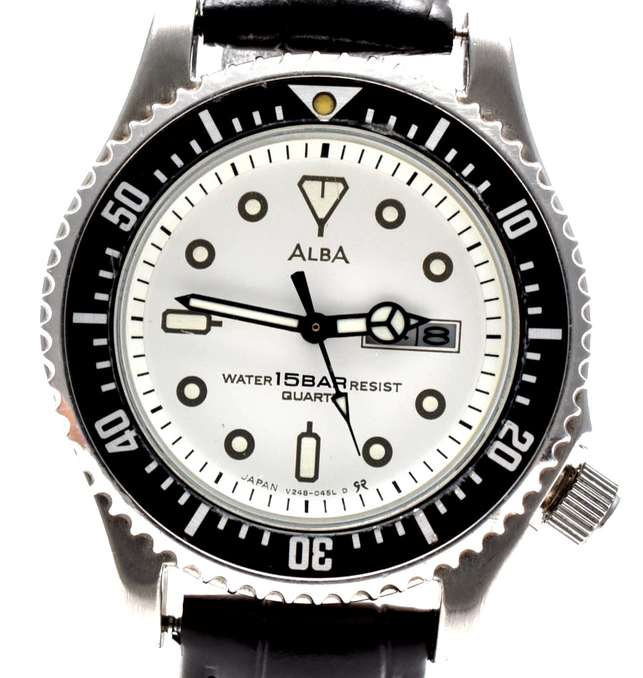 ▶️ Vintage 1998 [N MINT] SEIKO Alba V248-0220 White Qz 31mm JDM Unisex Watch#123