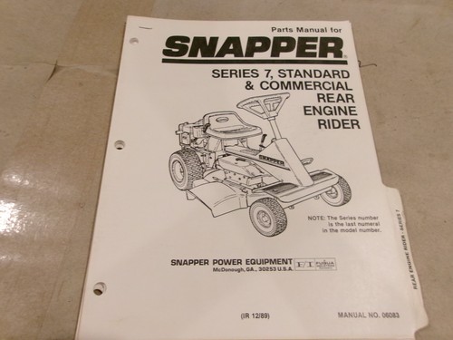 SNAPPER SERIES 7, STANDARD & COMMERCIAL REAR ENGINE RIDER PARTS MANUAL ...