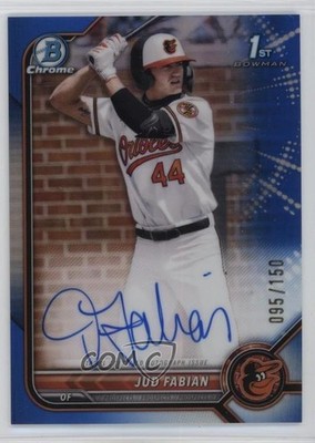 2022 Bowman Draft Chrome Pick Blue Refractor 95/150 Jud Fabian #CDA-JF Auto 0w27