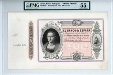 Spain 400 Escudos Currency Banknote 1871 - PROOF - PMG 55 AU
