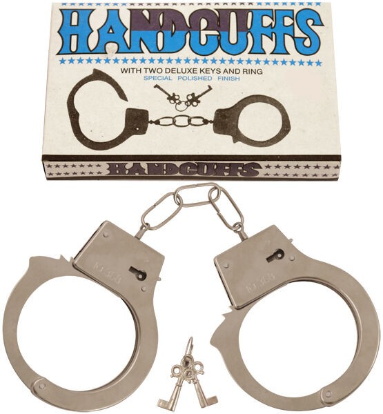 Silver Metal Handcuffs With Keys Police Stag Hen Fancy Dress Accessory