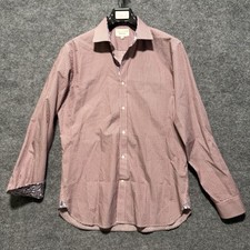 Ted Baker Shirt Endurance Mens 15.5 34/35 M Geometric Print Paisley Trim Merlot