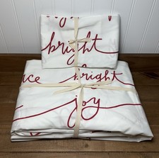 Pottery Barn Sentiment Percale Flat Sheet  Pillowcase  Full