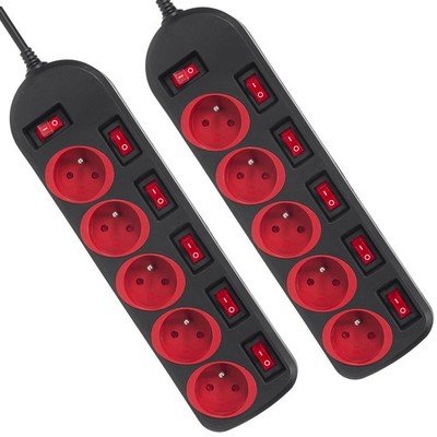 Maclean MCE204 Steckdosenleiste 5 Steckdosen 2 Stück 1,5 m Kabel mit Schalter