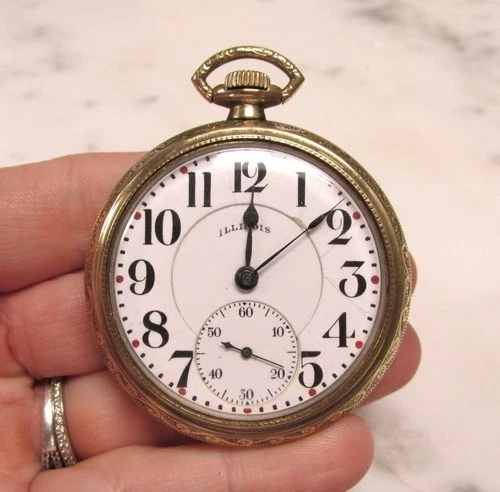 Antique 1913 Illinois Pocket Watch w/ 25yr Gold Filled Case; 17J ~ 4-C321