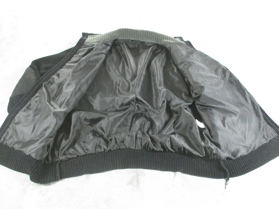 Chaqueta Saks Fifth Avenue Para Hombres XL Gris Gamuza Tejida Bombardero Cremallera Completa Suéter Forrado Foto 3 de 4