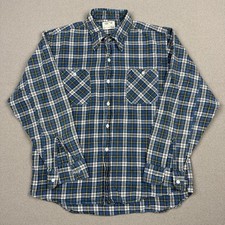 Vintage Sears Plaid Cotton Flannel Shirt Mens Size Large Farm Work Fall Casual