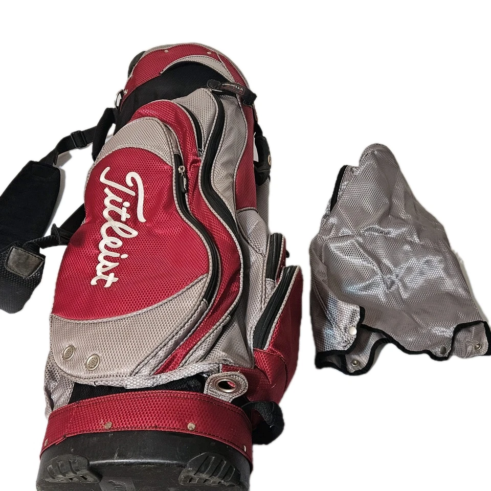 Bolsa de golf Titleist Carrito 15 vías roja/negra paraguas ranura para putter CON CAPUCHA Foto 3 de 4