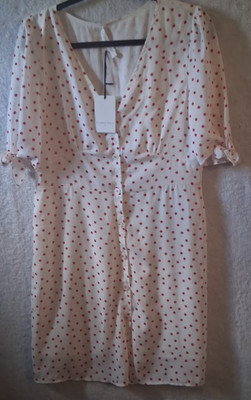 RockaLa Petite Étoile Paris Polka Dot Dress NWT  (Red Cream V-Neck  size 4 (XL)