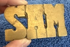 Vintage 1970s SAM Solid Brass Belt Buckle Trucker 43