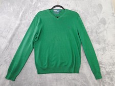 Polo Ralph Lauren Sweater Mens Medium Green V Neck Pima Cotton Pullover Knit