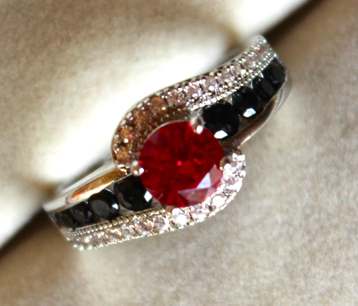 Bague Écailles Croco Argent Doré Pierres Rouge -Thomas Sabo