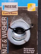 Reese Towpower Hitch Ball 1" Nut and Lock Washer Assembly Replacement/Spare
