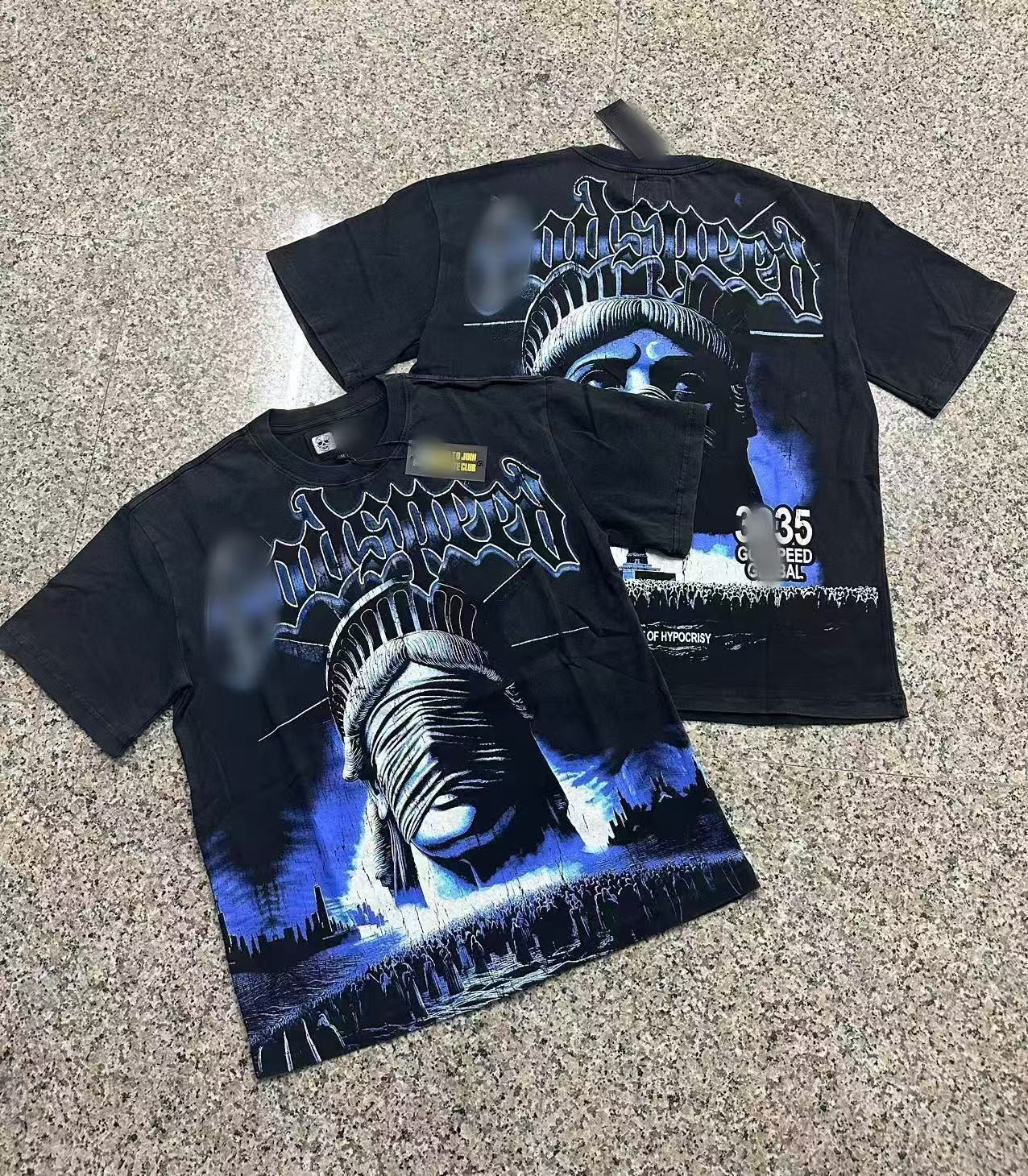 Godspeed Skull Short-sleeved Heavy Washed Rock Street Printed T-shirt S-XL