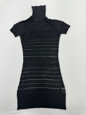 Tops Damen Schwarz Gestreift Rippstrick Kleid Größe Regular Freizeit Bodycon