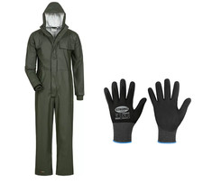 KFZ Waschanlagen Waschoverall PU-Overall S-4XL Waschanzug Regenanzug grün + Hand