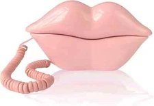 Landline Phones for Home, TelPal Corded Lip Phone, Retro phone 01-pink